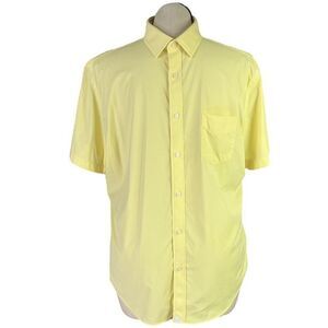 Untuckit Shirt Men XL Yellow Gironde Performance Short Sleeve Botton-Up Stretch